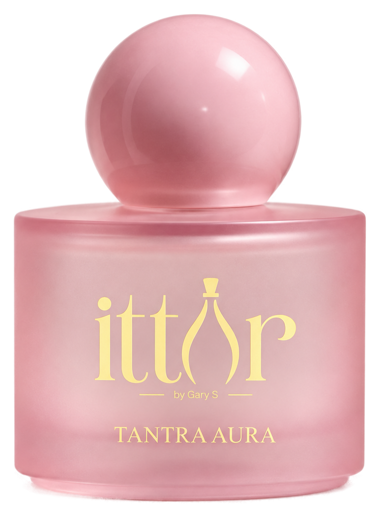 Tantra Aura eau de parfum in a frosted pink glass bottle with a round pink cap